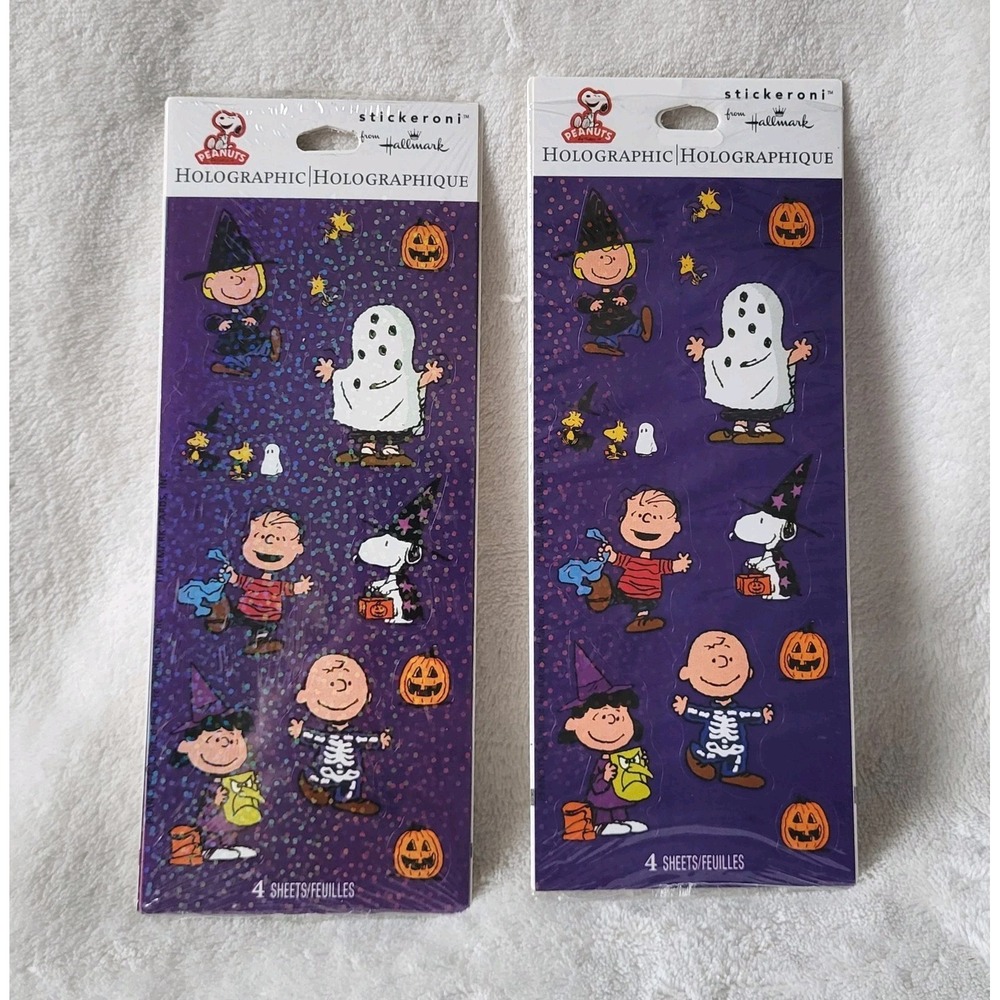 Hallmark Stickeroni Peanuts Halloween Stickers‎ Hollographic New 6 Sheets